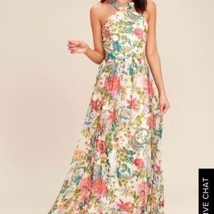 LILJA CREAM FLORAL PRINT MAXI DRESS